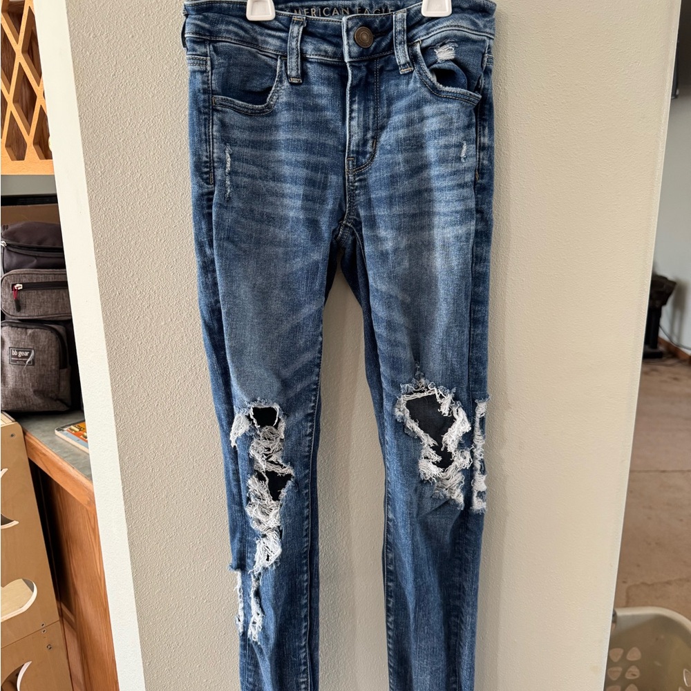 Blue Distressed Women's Jeans